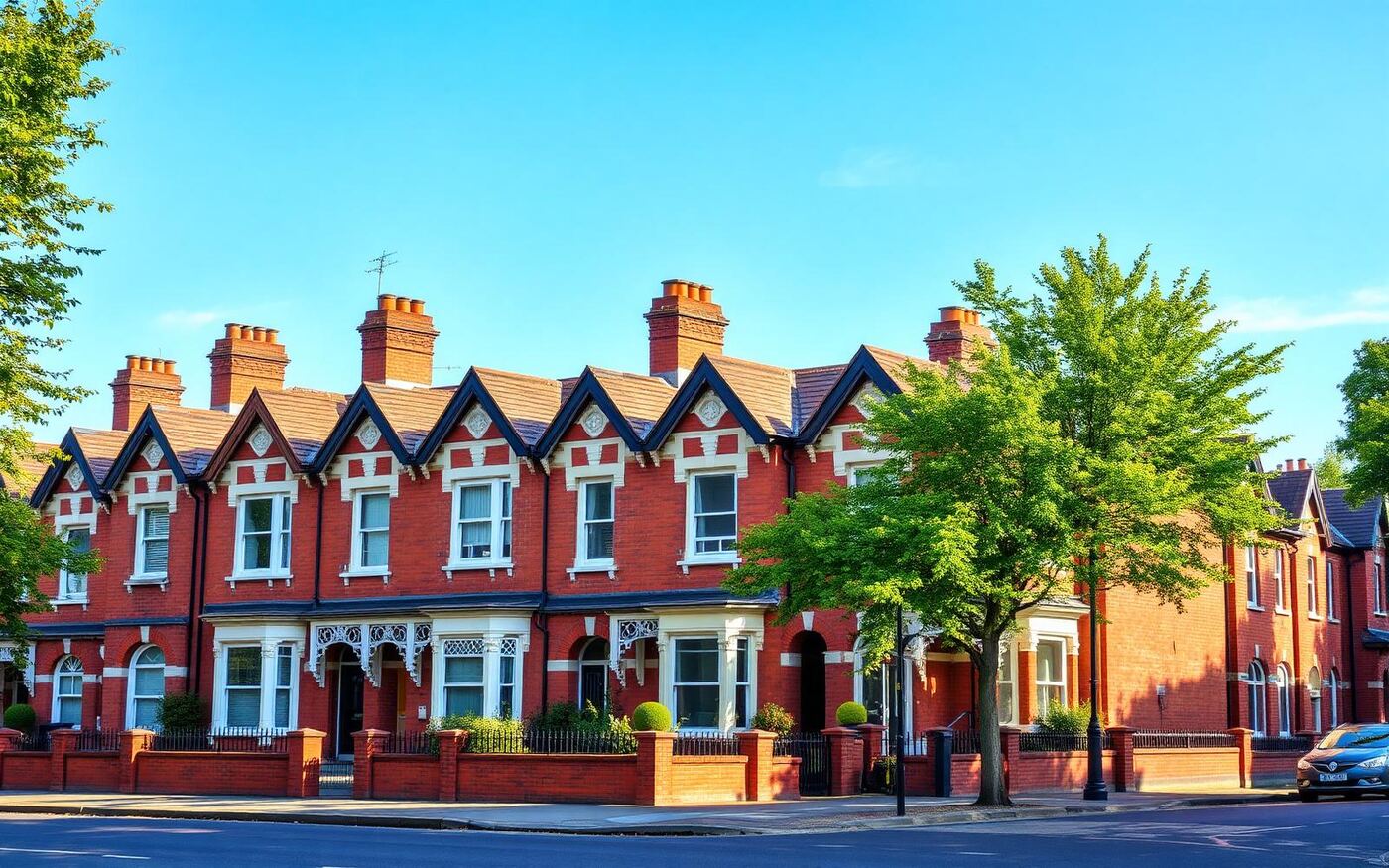 Red-brick Victorian terraced houses on a leafy St Albans street